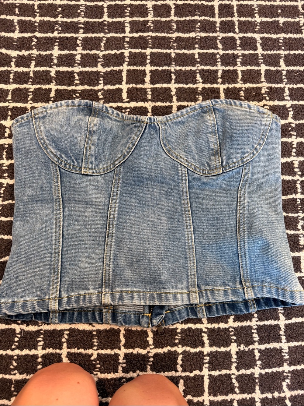 Ronny Kobo Light Blue Denim Bustier Top